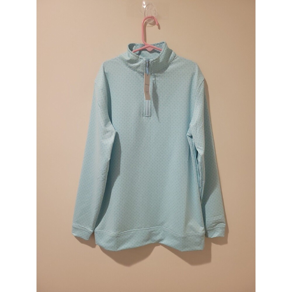 NWT Peter Millar Boys Perth Piña Skullada 1/4 Zip Pullover Green Sz M 11-12 Golf